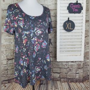 Floral with Black Heathered Background LuLaRoe Classic Tee
